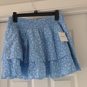 Forever 21 Light Blue Floral Mini Skirt Womens Size Large